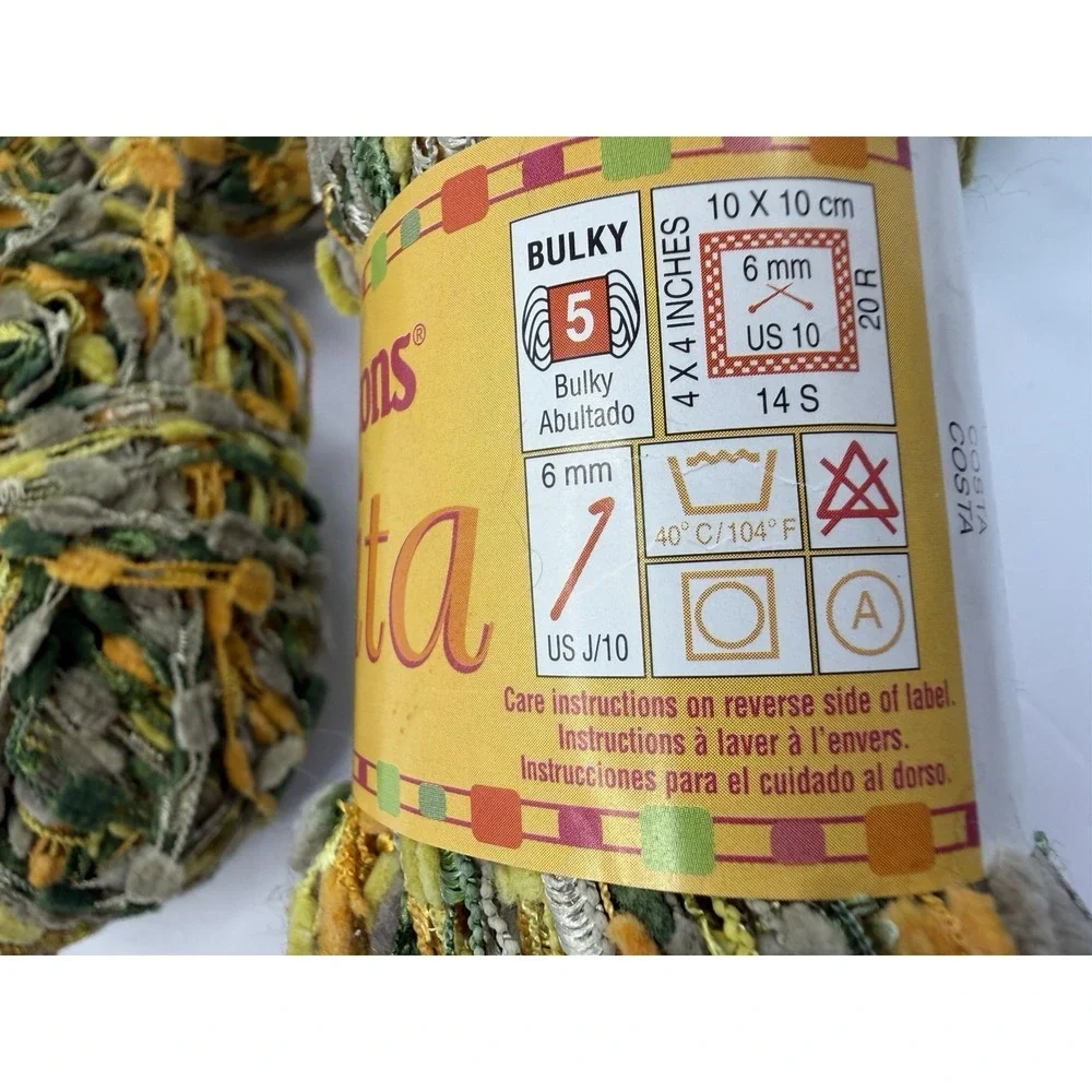 Patons Evita Yarn Bulky Novelty Ladder Costa Lot Of‎ 12 Orange Green 100% Nylon